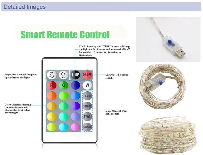 10m RGB 16 Colors USB 100 LED String Light Remote Control LED Strip Light for Garden Wedding Yard Christmas Decoration Light