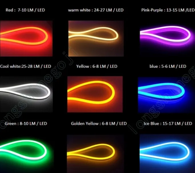 12V/24V LED Standard Neon Light Multicolor Single Side 180 Degree Waterproof