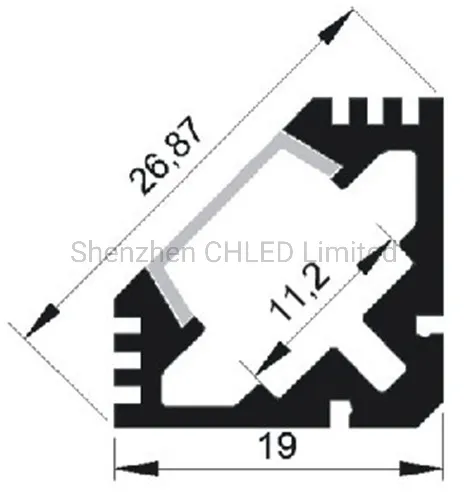 Al1919 W19mm X H19mm Super Bright V Shaped LED Aluminium Profile for LED Ribbon