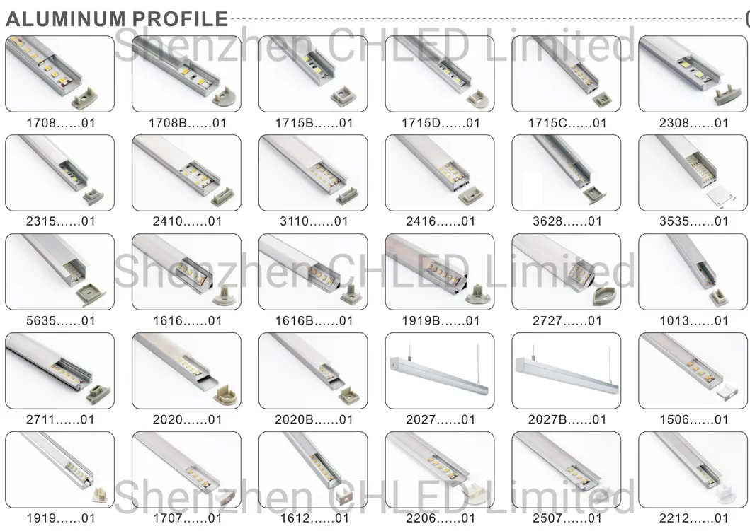 Clear Frosted Silver or Colored Industrial Aluminium Profile Use with SMD3528/2835/5050 LEDs