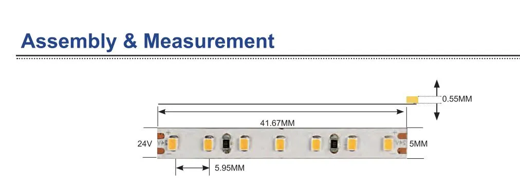 CRI90 1800K 2216SMD Flexible LED Strip Light 5mm Ultra Narrow 168LED/M SMD 2216 LED Lighting Strip