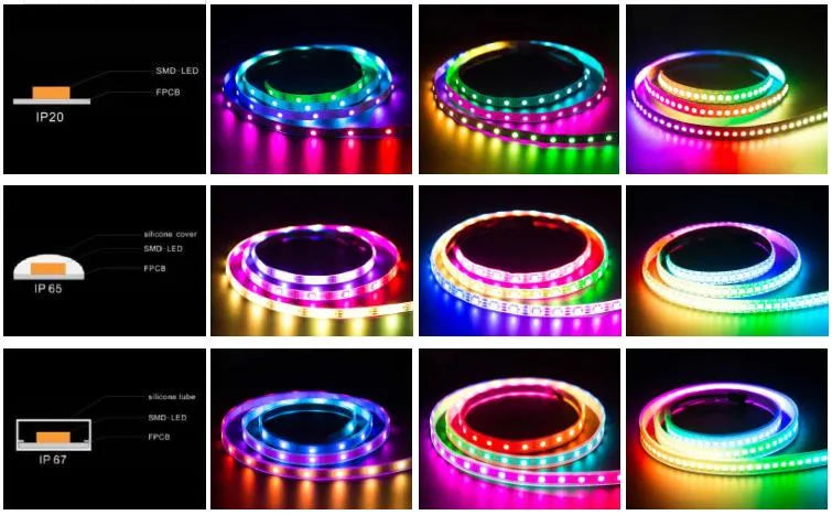 Glite IP20 Addressable 30LEDs 2812 IP65/IP67/IP68 Flexible Light Best Selling Strip Ws2812b