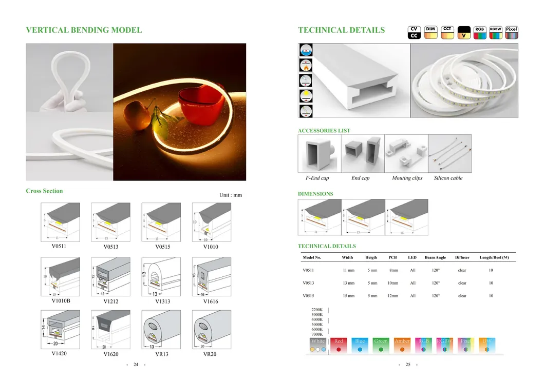 High Efficiency 120LED/M DC24V Outdoorip67 LED Light Strip Neon