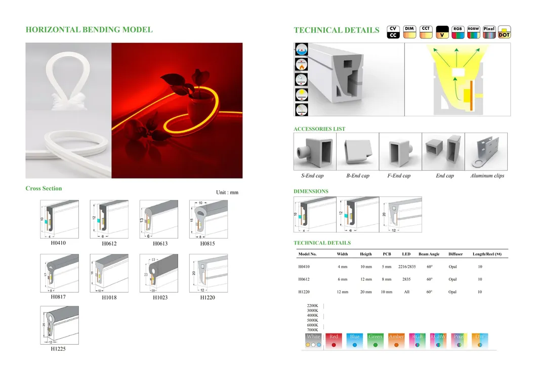 High Efficiency LED Neon Positive Lighting DC24V Outdoorip67 LED Light