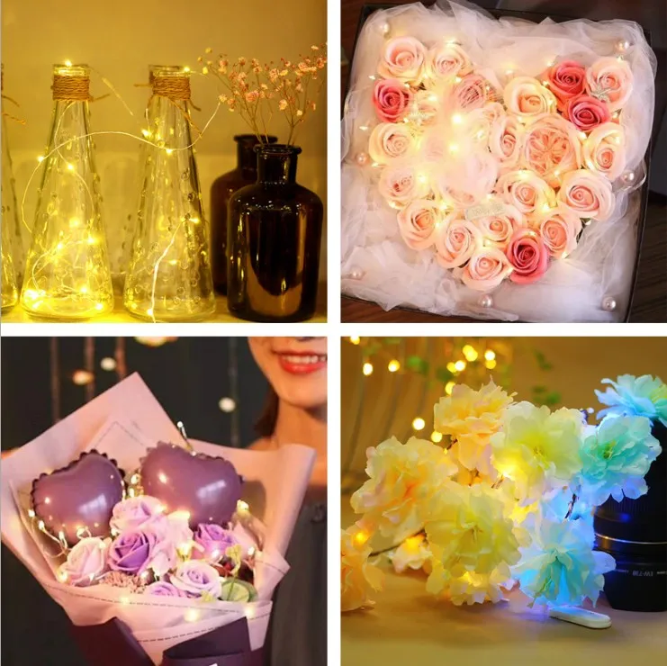 LED Light String Button Battery Decorative String Lights Flowers Cake Christmas Decoration Lights Star Lights