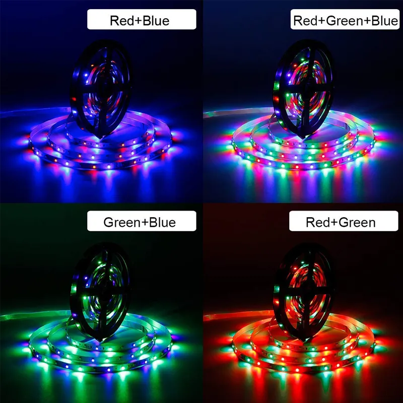 RGB SMD5050 Outdoor Waterproof LED Strip Lights with 24key 44key Remote Controller Au EU UK Us Power Supply