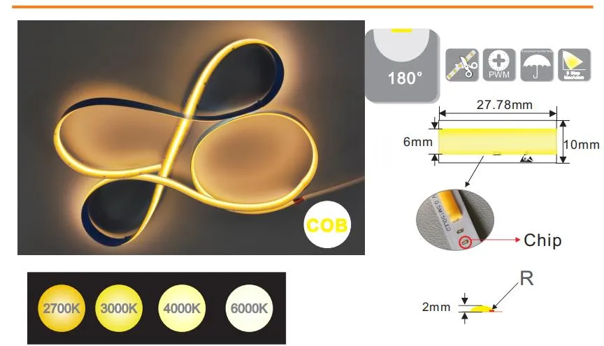 SMD 1808 240LEDs 24V PCB 3mm LED Strip 3000K From Factory