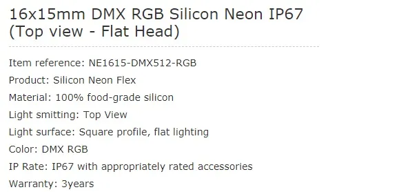 Stream Line-Pixel 16*15mm DMX RGB Sliicon Neon IP67 (Top View-Flat head)