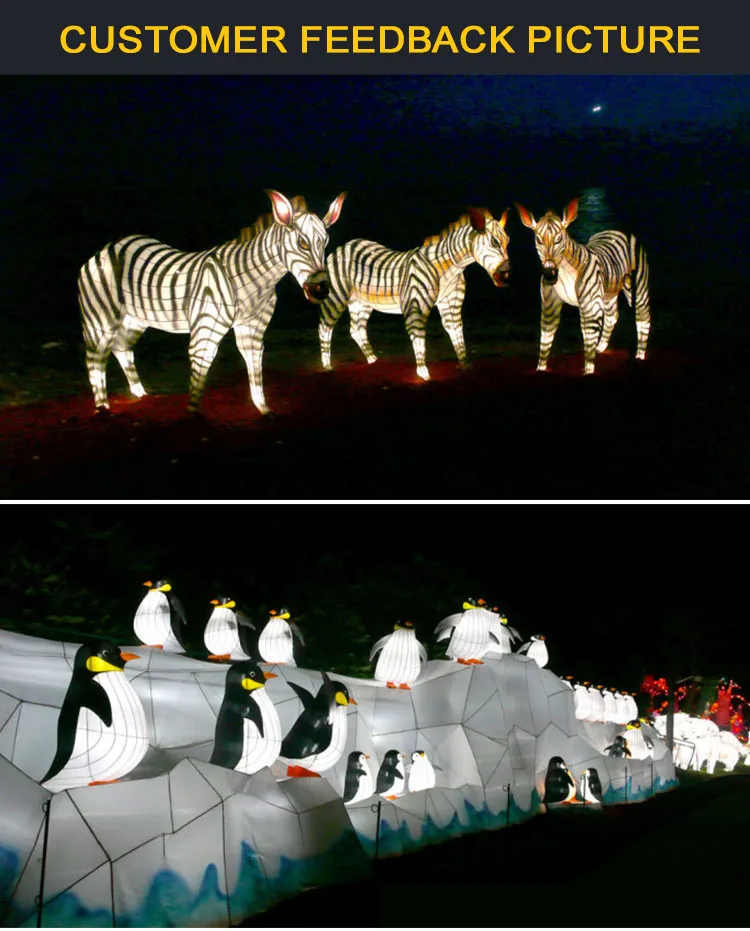 Theme Park Handmade Customized Animal Decorations Silk Lantern