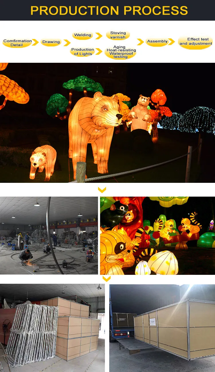 Theme Park Handmade Customized Animal Decorations Silk Lantern