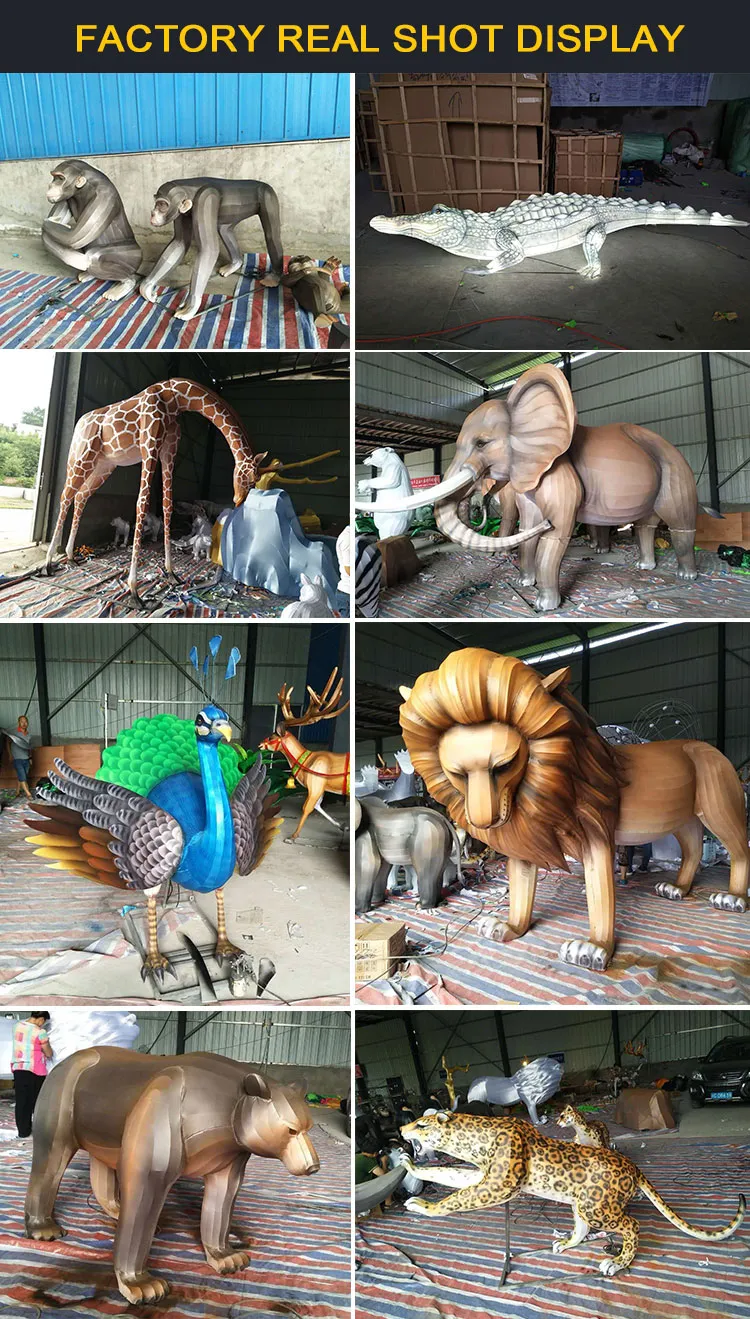 Theme Park Handmade Customized Animal Decorations Silk Lantern