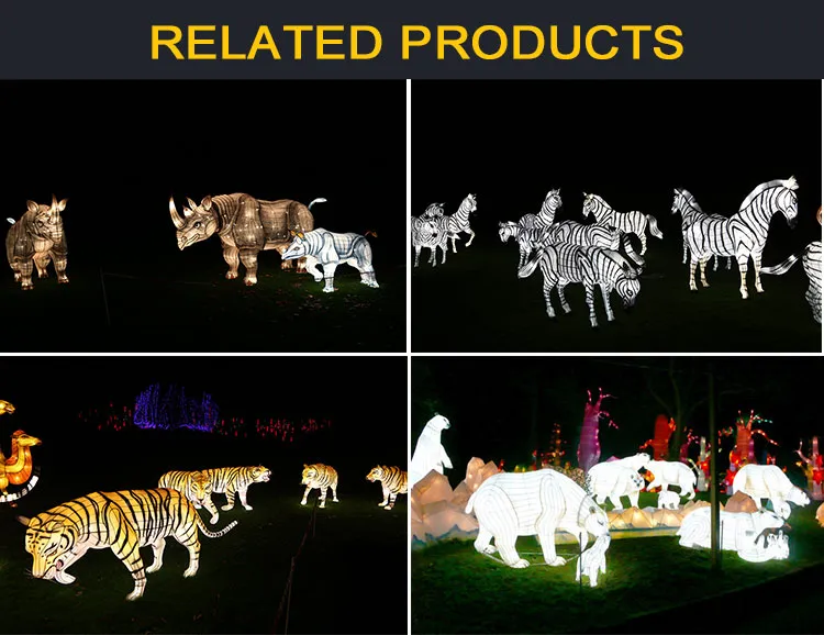 Theme Park Handmade Customized Animal Decorations Silk Lantern