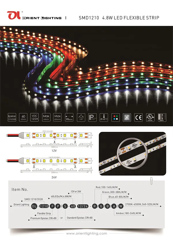 UL Ce Certified SMD 1210 Flexible 60 LEDs/M LED Strip Light