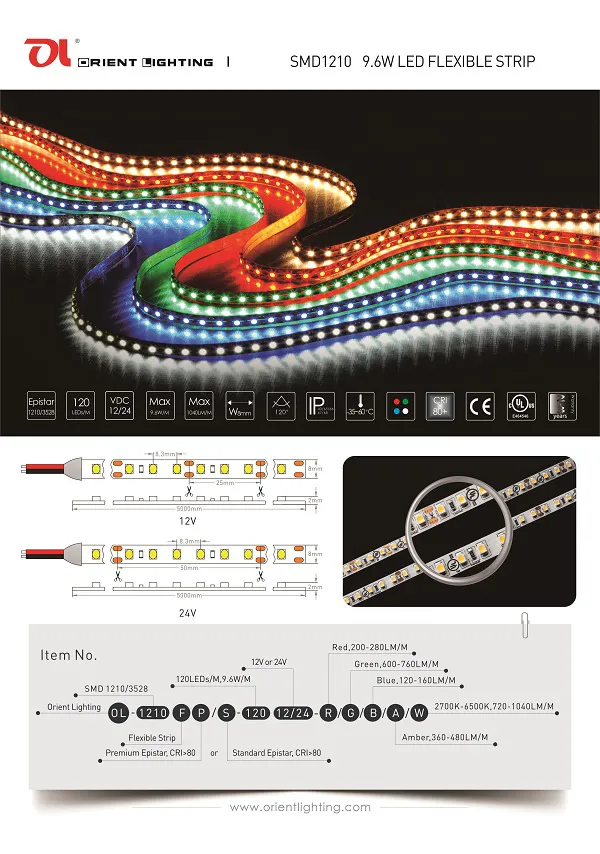 UL Ce SMD 1210 Super Bright Flexible Strip 120 LEDs/M LED Strip Light